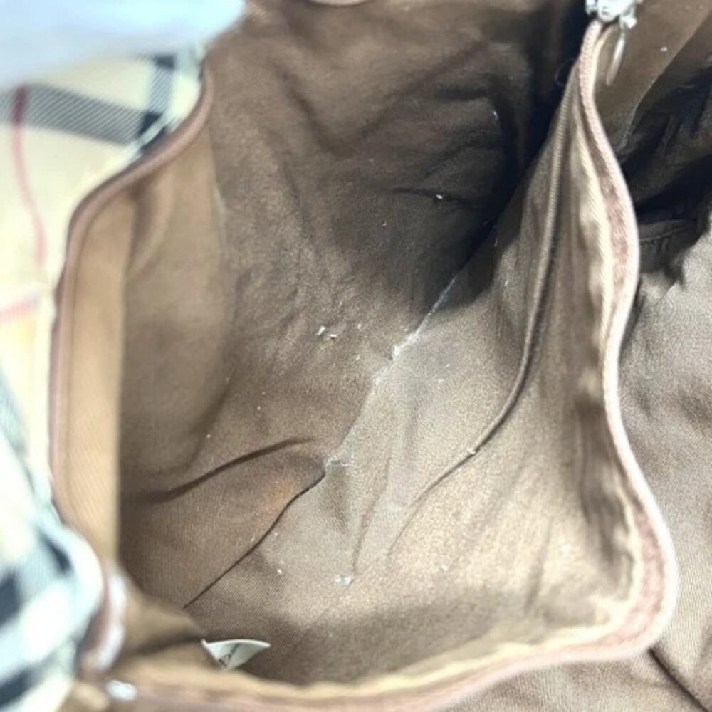 BURBERRY BLUE LABEL Check pattern Bags Hand Bag Tote Bag Canvas Beige - Picture 10 of 16